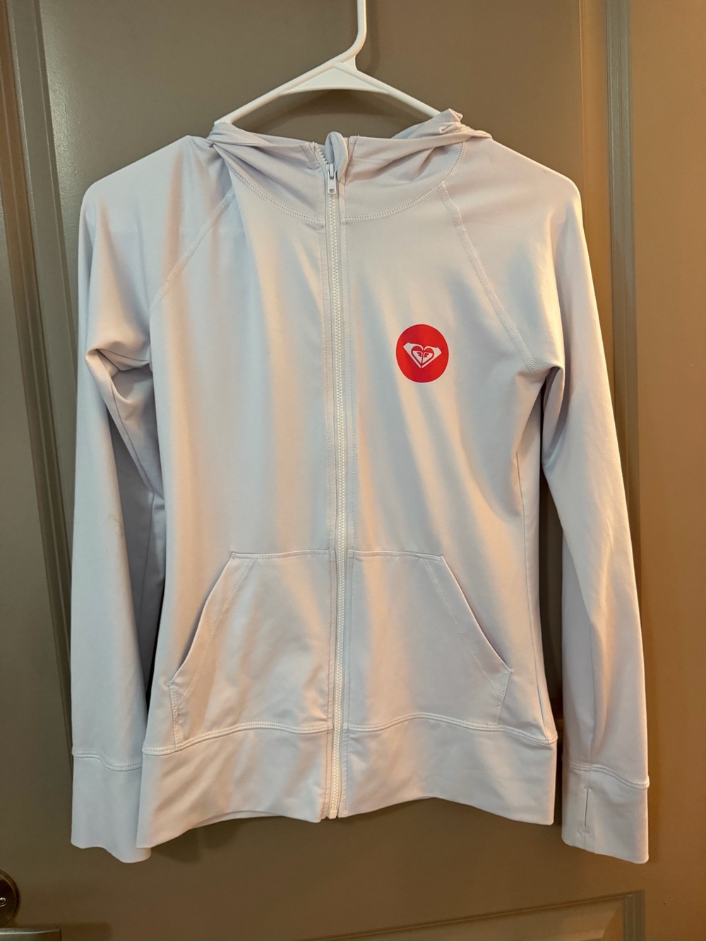 Roxy Girls' Light Lavender Hooded Zip Jacket with Red Logo
